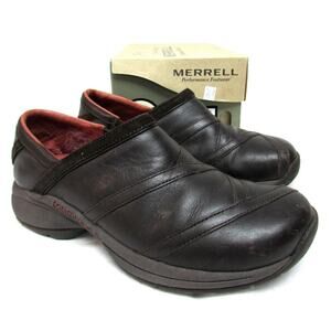 Merrell Primo Patch bug brown women's size 8 leather loafers clogs comfort shoes